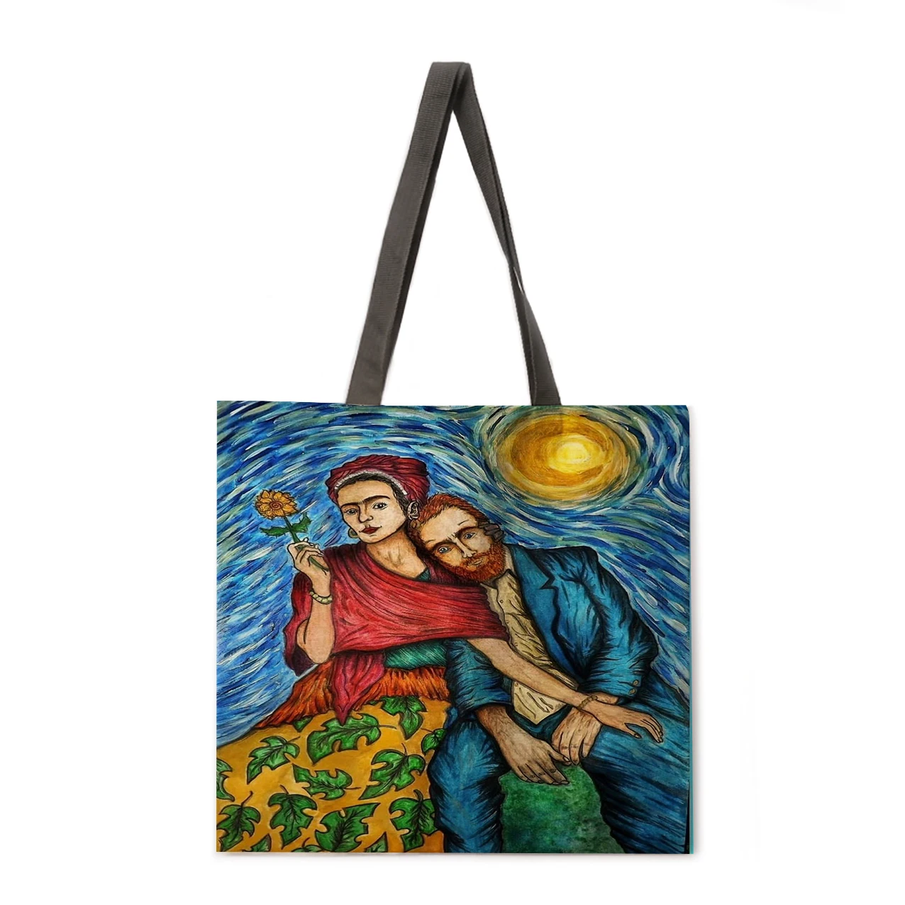 

Ladies leisure handbags Painted bird Van Gogh art print handbags Ladies shoulder bags Outdoor beach bags Foldable shopping bags