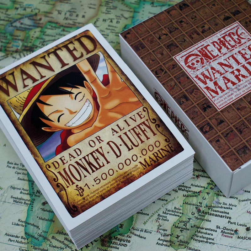 Vendedor Caliente 100 hojas/Set Anime One Piece Wanted Marine postal colección de personajes tarjetas de felicitación Tarjeta de mensaje Fans regalo jlOELEwal
