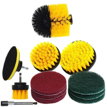 

GTBL 12PCS/Set Drill Brush Attachments Set Scrub Pads Sponge Buffing Pads Power Scrubber Brush with Extend Long Car Polishing Pa