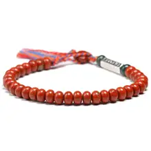 Натуральный Красный Jasperr 6*4 мм бусины простой браслет для женщин мужчин Шесть туры слова Шарм тибетский буддийский ручной работы счастливые узлы браслет
