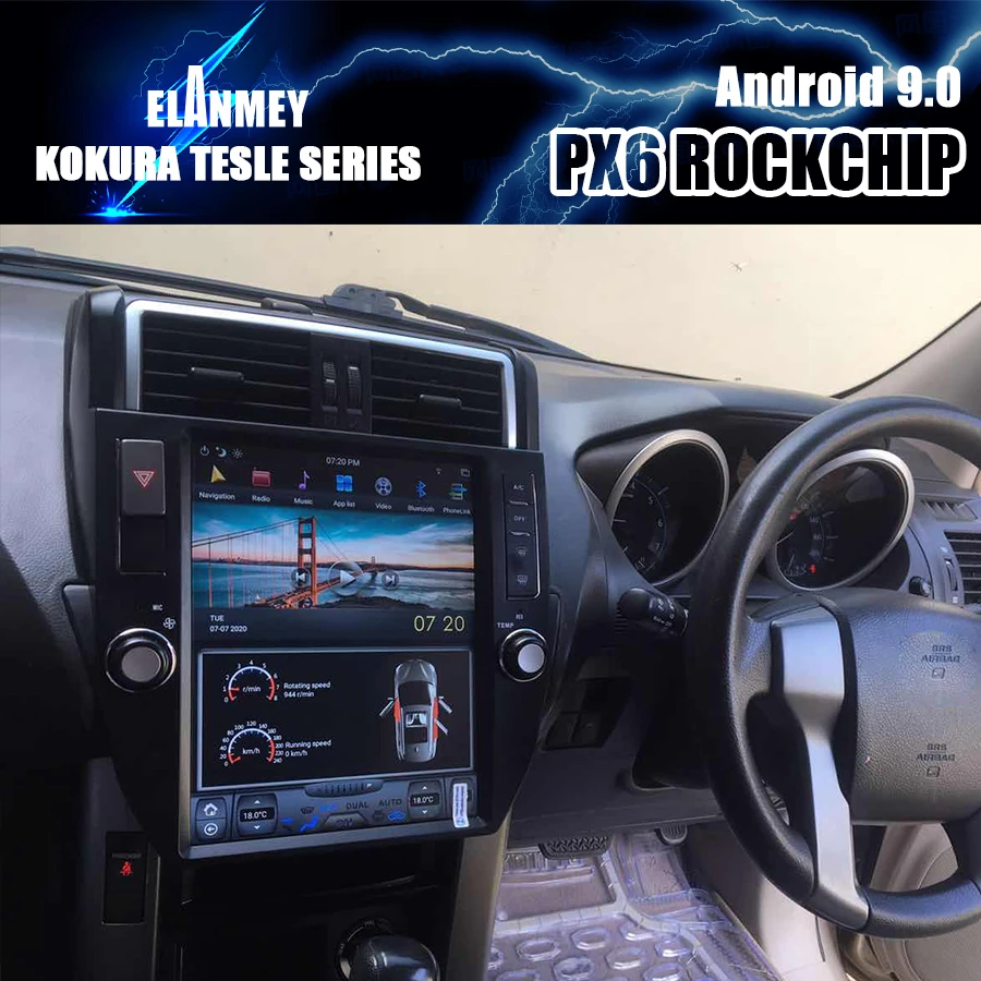 PX6 шесть ядер автомобиля Bluetooth Android 9 GPS навигация мультимедийный плеер для Toyota Prado