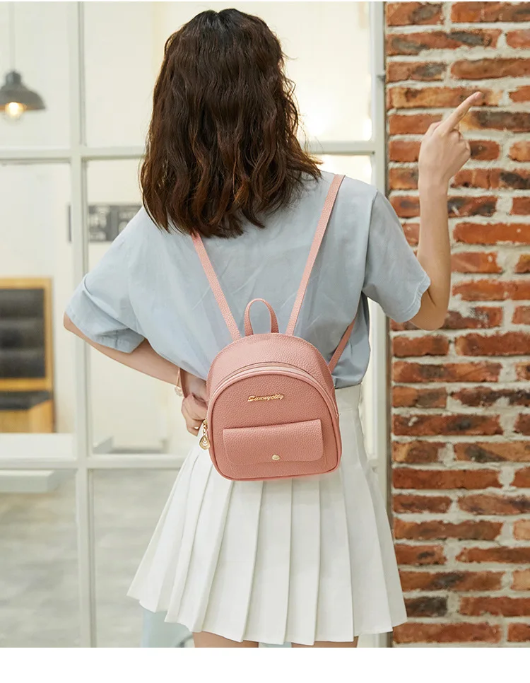 Mini Backpack Women PU Leather Shoulder Bag For Teenage Girls Kids Multi-Function Small Bagpack Female Ladies School Backpack