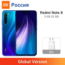 Xiaomi Redmi Note 8, глобальная версия, 3 Гб ОЗУ, 32 Гб ПЗУ, 48мп, четыре камеры Snapdragon 665, четыре ядра, type-C, 4000 мАч, 6,3 дюйма, мобильный телефон