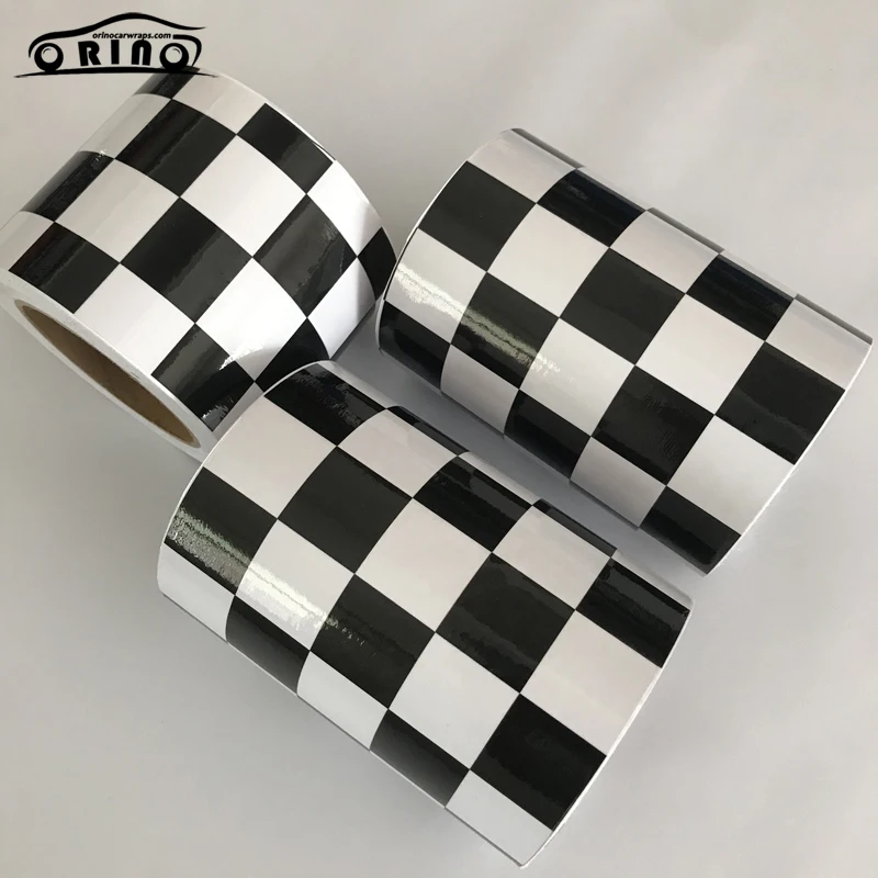 Black White Checkered Racing Flag Sticker Wrap-4