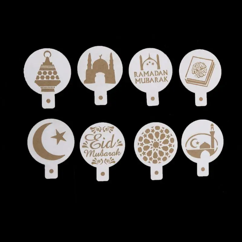 8 шт./компл. Eid Mubarak Рамадан пластиковые трафареты для распыления кофе и цветов
