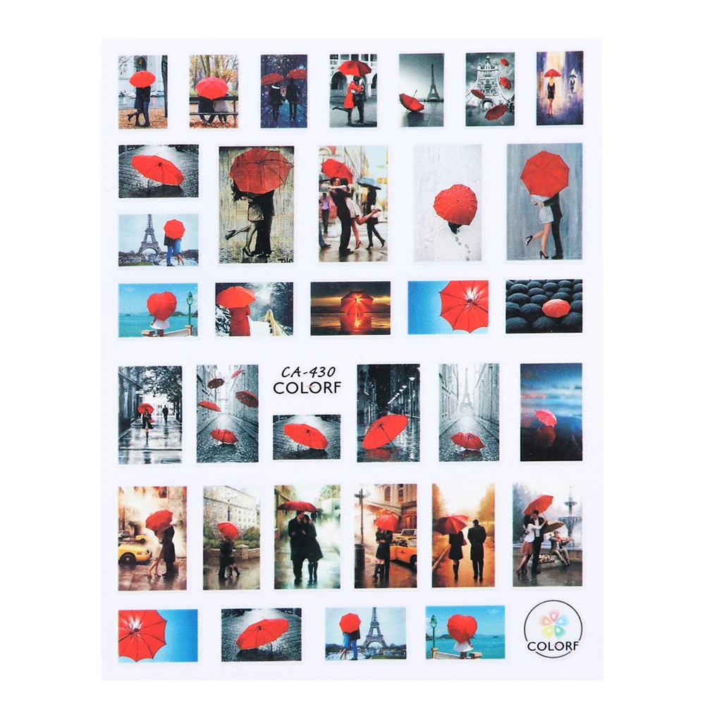 1 шт., дизайнерские наклейки на День святого Валентина с памятью, 3D Красный слайдер на ногти, любовник, зонтик, сердце, клейкая пленка, художественные аксессуары, CHCA428-436 - Цвет: CA430