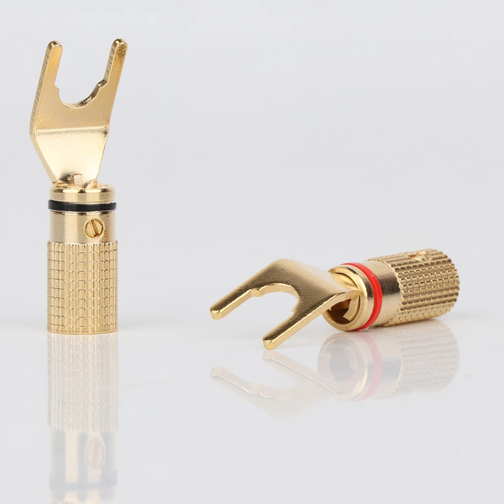 8pcs Sy1509 Audio Grade Pure Copper Gold Plated Y Spade Terminal For