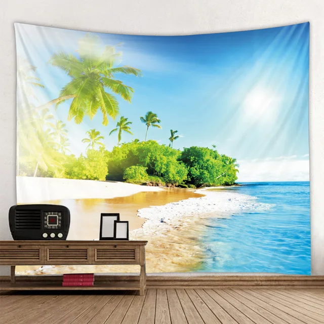 Tapisserie de plage tropicale nordique Mandala tenture murale Hippie décoration de chambre tapisserie psychédélique tapisserie bohème, 6 tailles 4