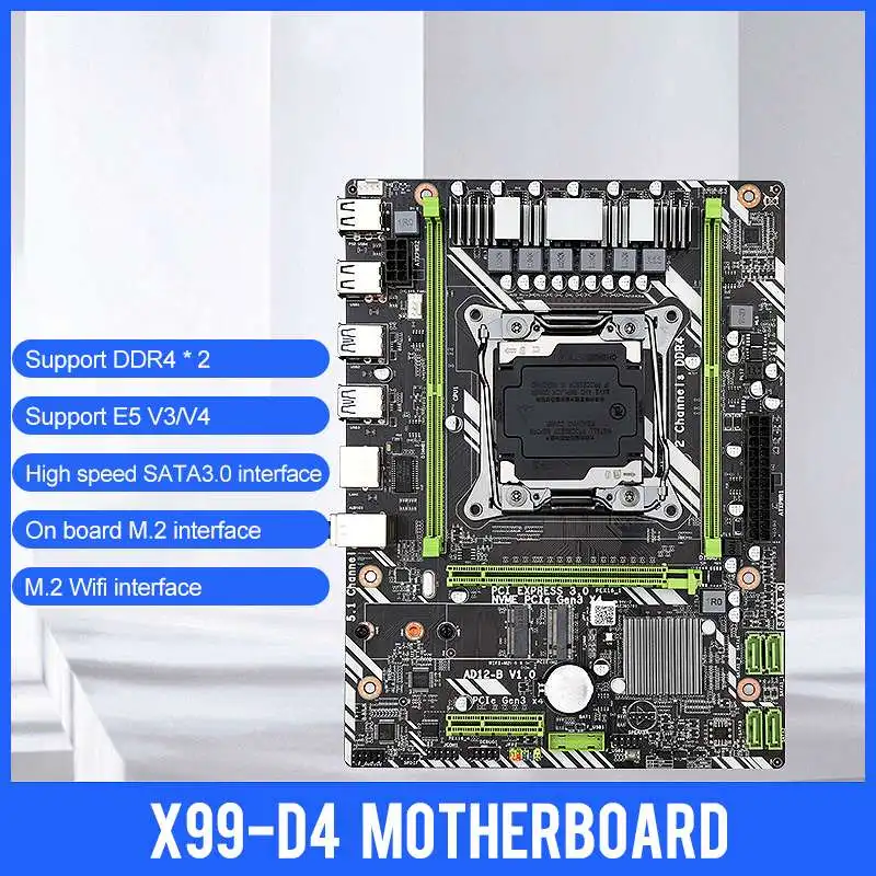 Материнская плата X99 D4 E5 V3/V4 DDR4 * 2 M ATX 64 Гб SATA3.0 USB3.0 PCI E 16X до материнская M.2