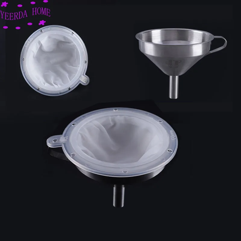 304 stainless steel funnel and milk traditional Chinese medicine oil white wine boiled water 200 300 400 450 mesh nylon filter stainless steel filter filter mesh