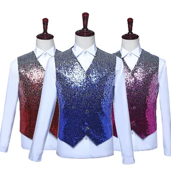 

2020 Men's Gradient Sequined Vest Performance Studio Photo Host Master Vest