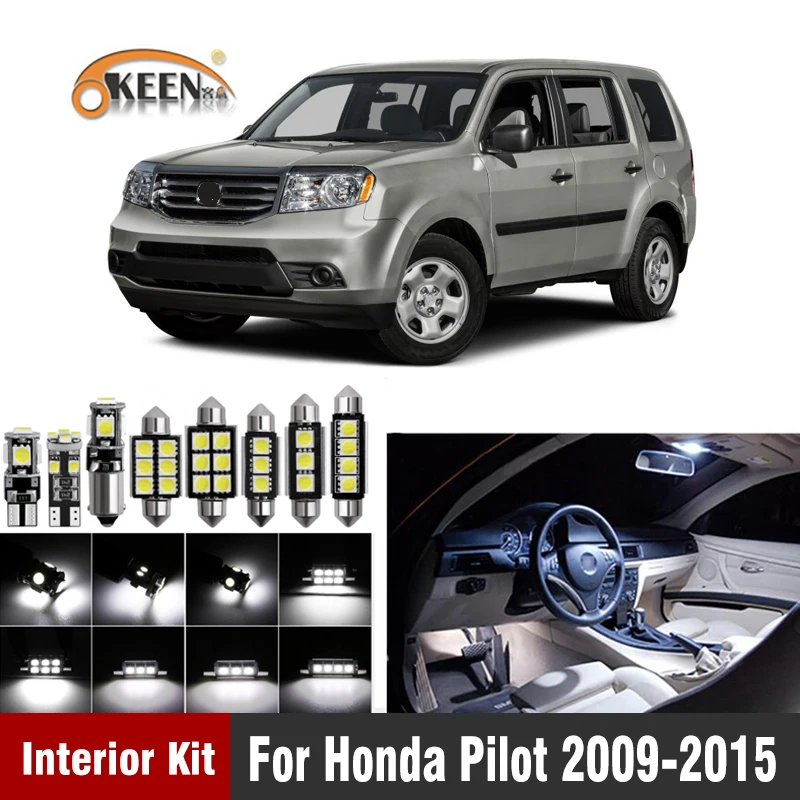 Okeen 15 шт. белый Canbus 12 В светодиодные лампы для Honda Pilot 2009 2015 светодиодный комплект