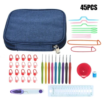 

45pcs Crochet Hook Set Knitting Needles Sewing Tools Sweater Weaving Tools Knitting Accessories Travel Sewing Kit