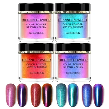 

4PCS Chameleon Dip Powder Without Lamp Cure Natural Dry Nail Art Mirror Effect Water Resistant Nail Dipping Powder Kit Dropship