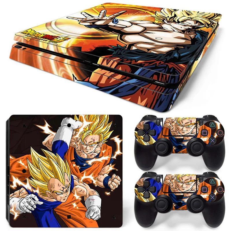 Hot Anime Goku Sticker Cover Wrap Protector Skin For Sony PS4 Slim Console & 2PCS Controller Skin Decal For PS4 Slim 