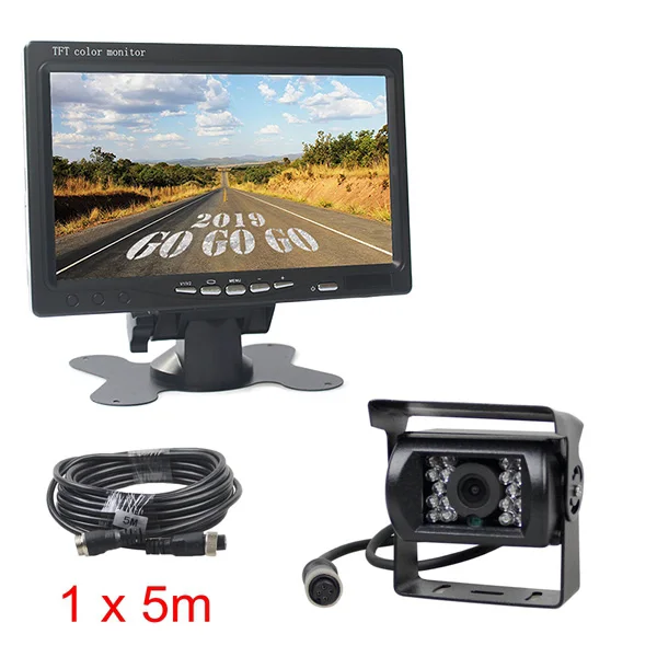 DIYKIT " TFT lcd Автомобильный монитор заднего вида+ 4pin IR ночного видения CCD резервная Автомобильная автобусная камера для автобуса, грузового дома 12 V-24 V DC - Название цвета: 5m