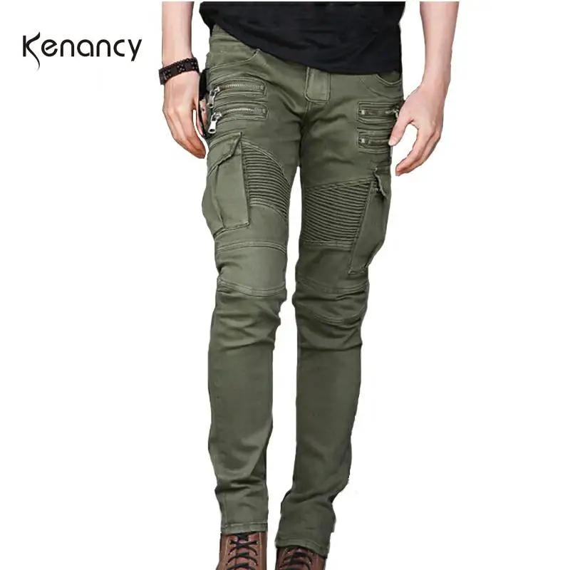 Hemiks уличная одежда мужские повседневные джинсы плиссированные мотоциклетные