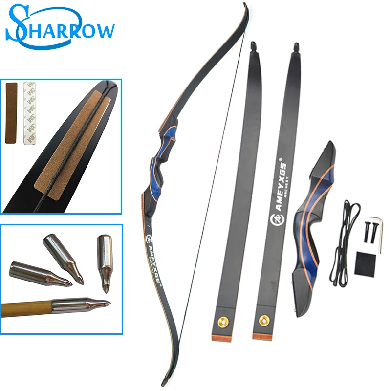 

52" Recurve Bow Hunting 20-50lbs Bow Archery 15inche Riser Tranditional Bow With 6 Target Field Points and Bow Limbs Stabilizer