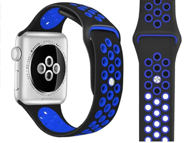 Силиконовый ремешок для Apple Watch спортивный ремешок 42 мм 38 мм 40 мм 44 мм для iwatch серии 1/2/3/4/5 - Цвет ремешка: blackblue