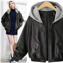 Алиэкспресс Лидер продаж Женская одежда Европа и Америка Большой размер с капюшоном женская кожаная куртка короткое пальто для женщин D026