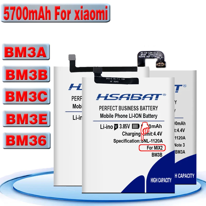 Аккумулятор BM3A BM3B BM3C BM3E BM36 для Xiaomi 5S Mi5S / 7 Mi MI7 8 Mi8 M8 Note 3 Note3 Mix 2 II 5 99 дюйма MIX2 Mix2S |
