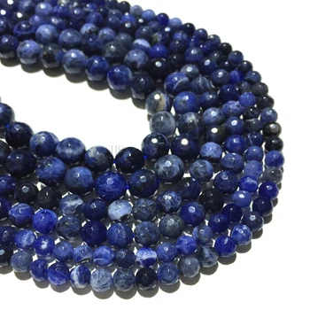 

Sodalite Natural Stone Faceted Round Loose Beads Healing Energy Gemstone Jewelry Making Bracelet Necklace Earring 4 6 8 10 12mm
