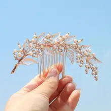 Винтаж tricolor свадебная тиара, гетры с рисунком листьев, вода бисером рыбий хвост волосы расческой Свадебные торжественное платье аксессуары