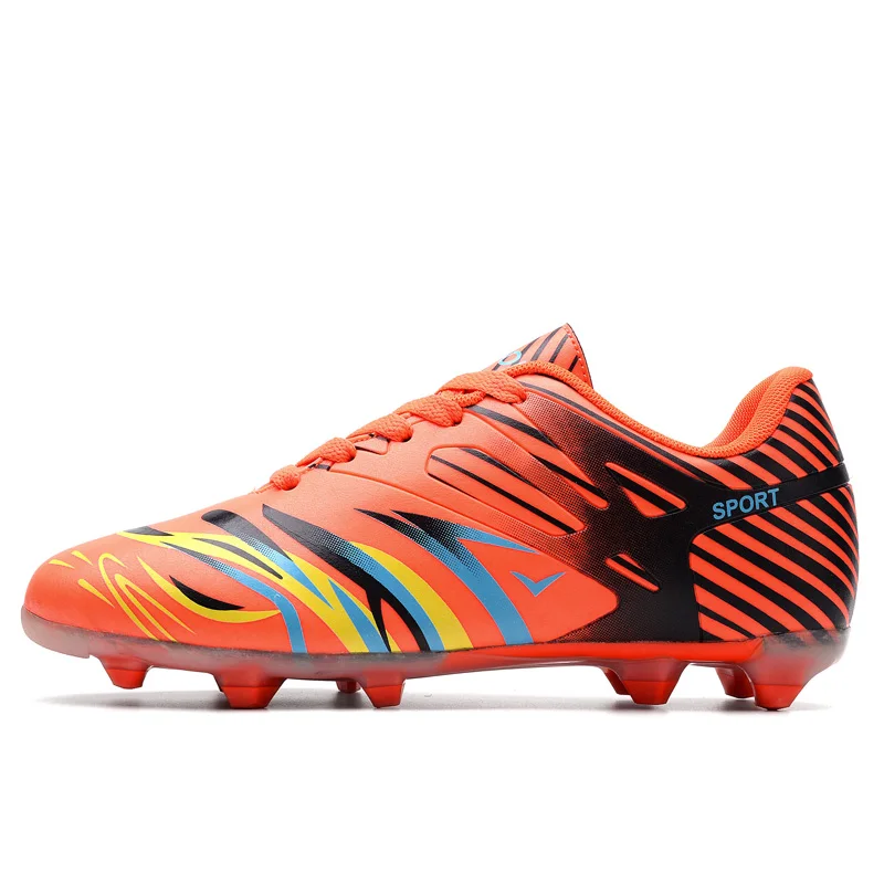 Men Football Shoes Athletic Soccer Shoes Kids Adults Soccer Cleats Training Football Sneakers Men Chaussures De Football Homme - Цвет: long orange3