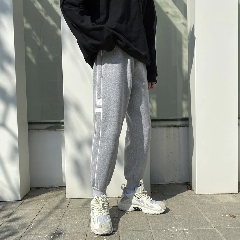 

E-BAIHUI Men's Trousers Loose Sports Plus Velvet Padded Trousers Autumn and Winter New Style Beamed Casual Pants Q103004