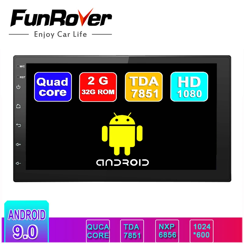 Funrover 2G+32GROM 2 Din Android 9.0 Car Multimedia Player For Universal for Nissan Toyota GPS Navigation Radio Stereo DVD | Автомобили и