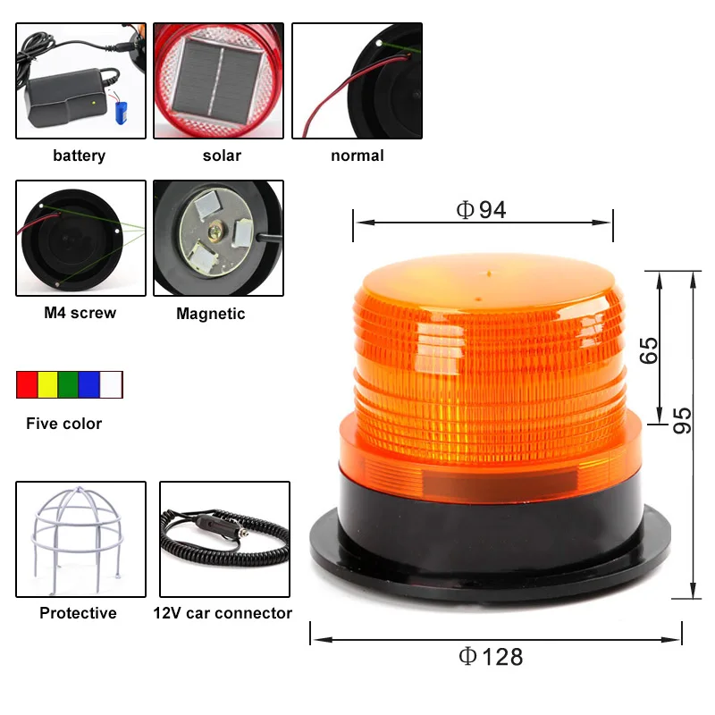 

solar strobe warning light mini traffic led flashing light lamp ac 110v 220v dc 24v 12v truck strobe signal warning light