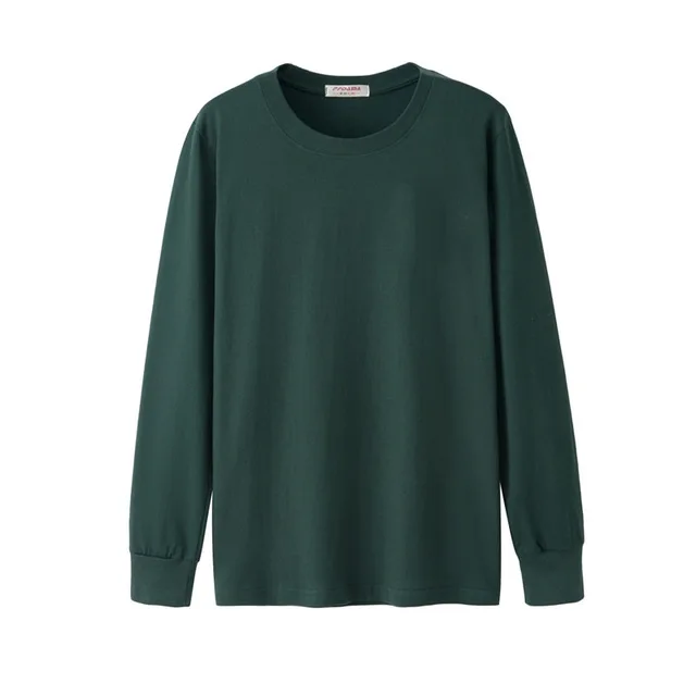 GREEN Размера плюс большие 8XL 10XL 12XL Мужская футболка длинные рукава на осень-зиму футболки; хлопковая домашняя обувь футболка топы 54 52 56-62 64 66 68 150 кг 160 кг - Цвет: GREEN