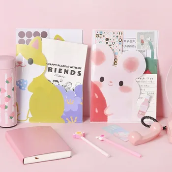 

1 Pcs Cartoon A4 Mouse Cat Flower Transparent Document Bags File Folder Clip Stationery Organizer Filing Production Gifts