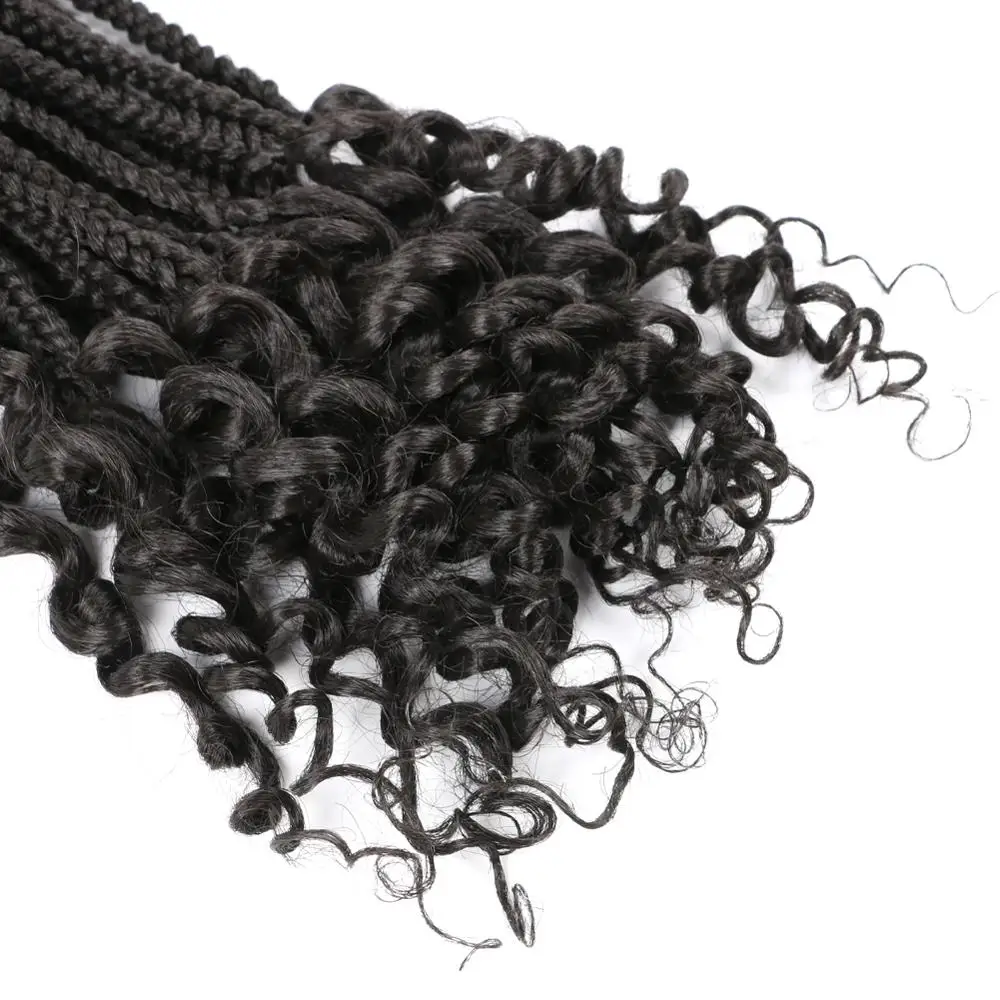 Mtmei Hair 18“ Box Braiding hair with Curly Ends Goddess Box Braids Hair Extentions Senegalese Braids Ombre Box Braiding hair