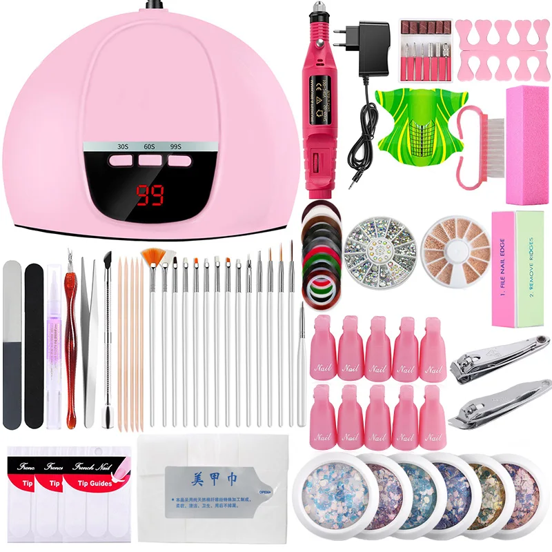 Маникюрный набор 45 Вт для ногтей УФ-светодиодный светильник для сушки ногтей набор для гель-лака для замачивания педикюра Набор Электрический аппарат для сверления ногтей инструмент для дизайна ногтей