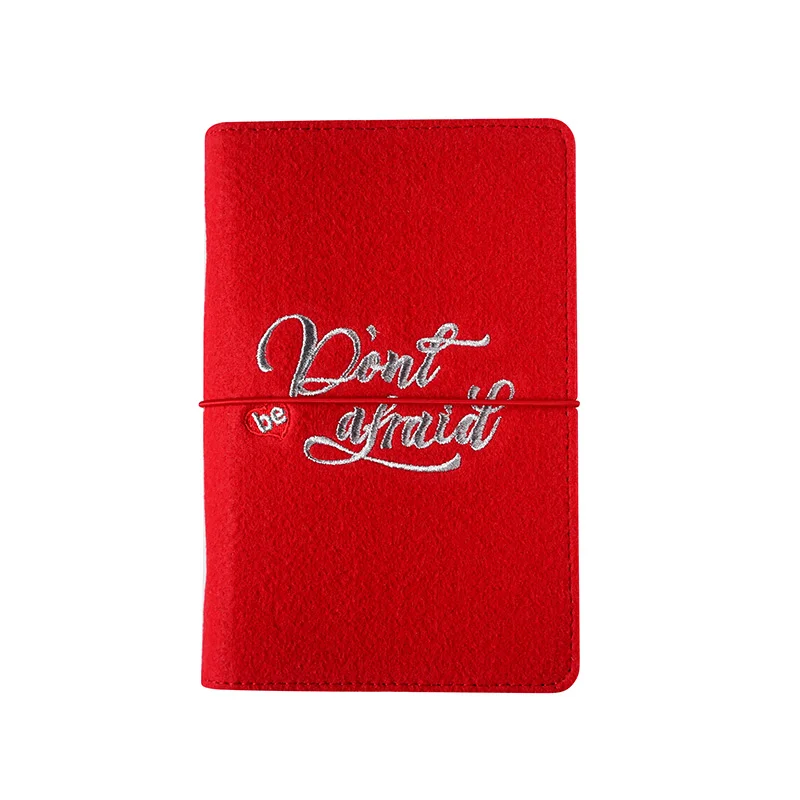 Простой повязочный Войлок Тканевый блокнот многоразового использования Дневник путешествия креативный Биндер офисные принадлежности кольцо связующее для подарка - Цвет: Красный