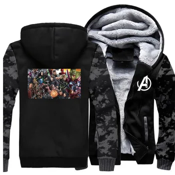 

The Avengers Superhero Jackets Men Hoodies Sweatshirt Winter Thick Feece Zipper Coat Sportswear Camouflage Outwear Plus Size