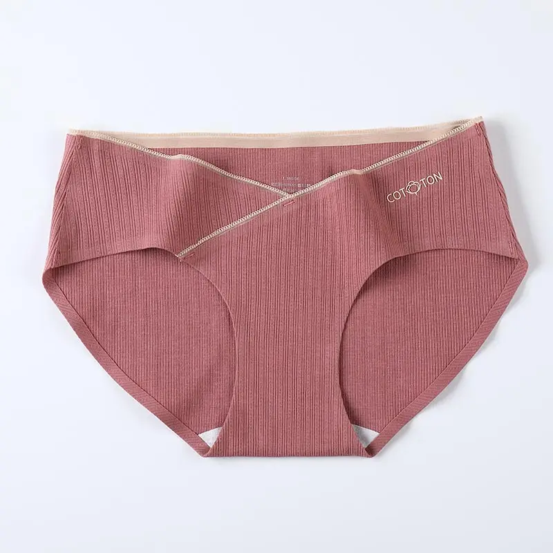 DarkPink Мягкие хлопковые трусы для женщин v-образное Нижнее Белье для беременных Трусики для беременных шелковое антибактериальное Дамское белье с низкой посадкой m-xl - Цвет: DarkPink