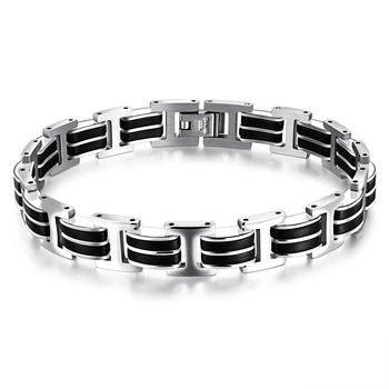 

Titanium Steel & Slicone Jewelry Bracelet for Men Trendy Adjustable Wristband Allergy Free and Anti-fading Charm Bracelets Male