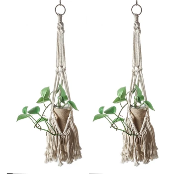 

Handmade Hanging Baskets Flowerpot Plant Holder Macrame Plant Hanger Indoor Wall Hanging Planter Plant Holder Basket