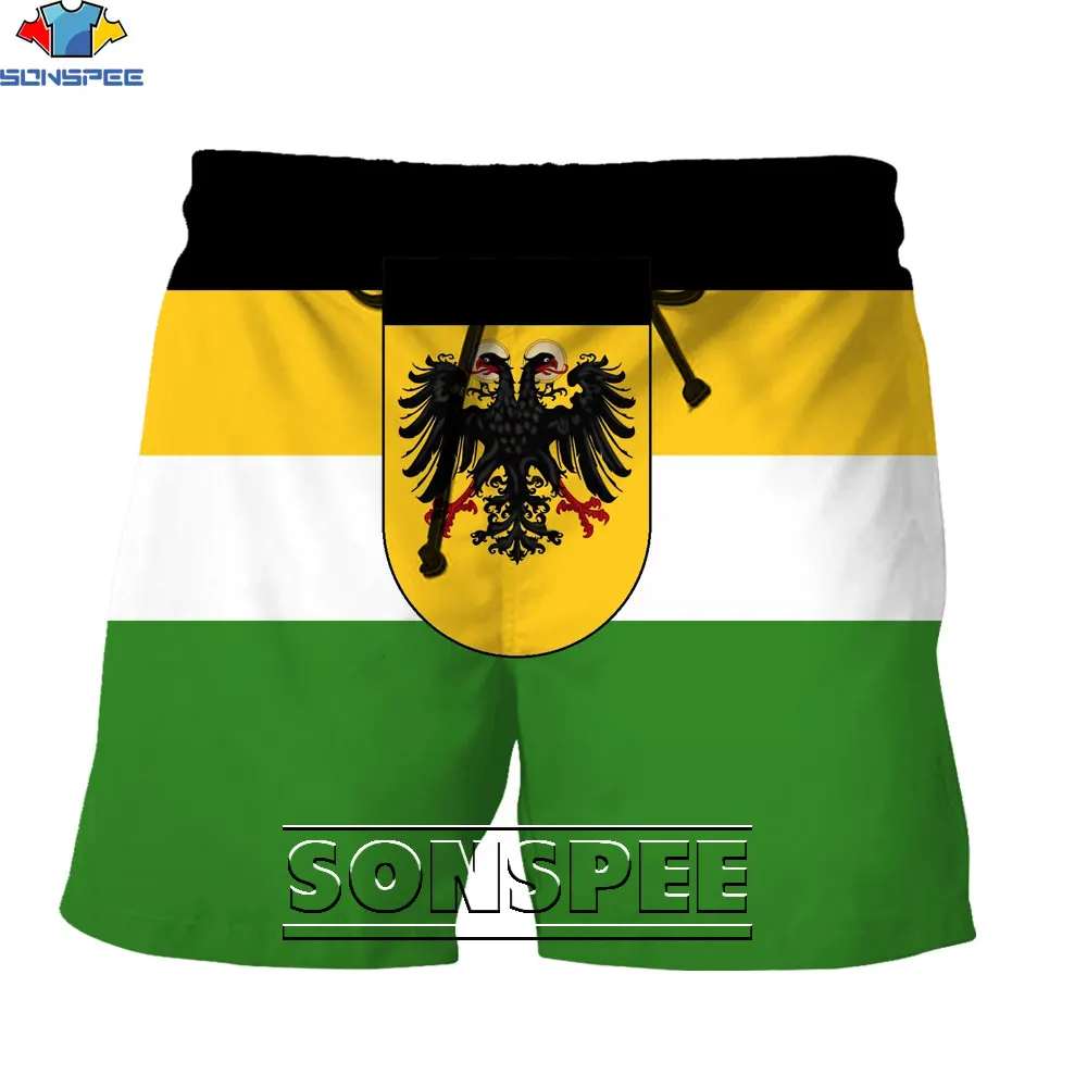 SONSPEE 3D German Flag Shorts Hohenzollern Dynasty Junkers Emblem Printed Casual Harajuku Shorts Oversized Men's Beach Pants
