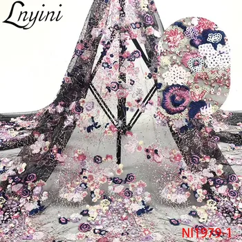 

New Arrival Sequins Lace Fabrics Embroidery Nigerian Net Lace for Women Dresses Fashion French Tulle Mesh Lace Fabric NI1979