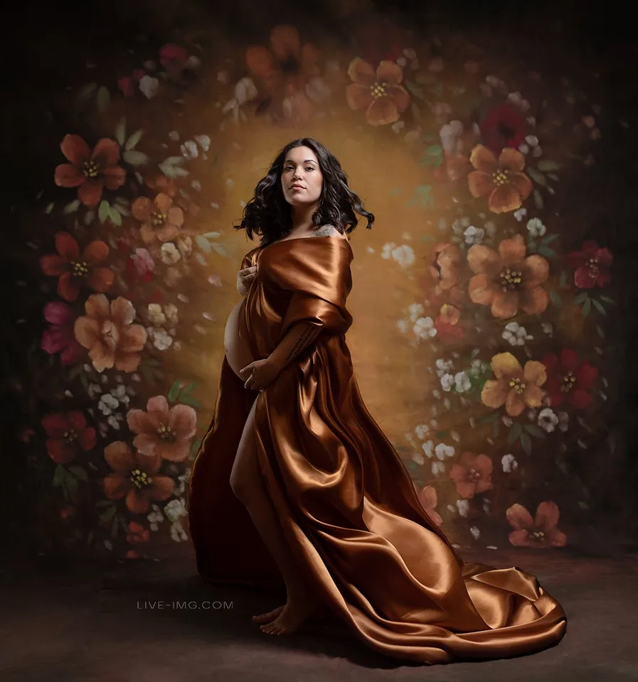 

Hand Painted Muslin Floral backdrop, Flowers Pregnant Woman Baby family Portraits Studio Professional Photo Background Prop