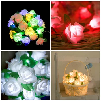 

Christmas 20 Green Leaf Rose Lantern String Colorful Lantern String Holiday Wedding Thanksgiving Decoration