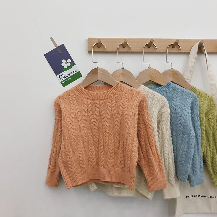 Осенне-зимний хлопковый пуловер с круглым воротником детская одежда кофта классическая блузка для маленьких мальчиков и девочек Детский свитер для детей