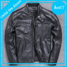 Мужская Толстая куртка из коровьей кожи, брендовая дизайнерская Классическая куртка-бомбер из натуральной кожи, винтажная теплая мотоциклетная Байкерская Черная куртка