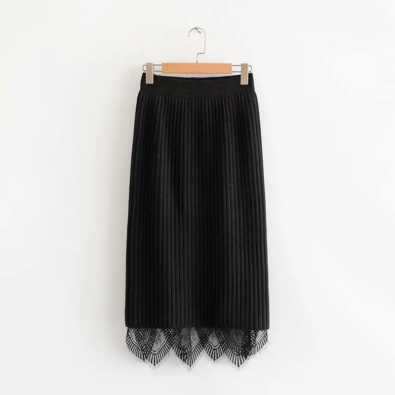 Women Clothes 2019 Women Wear Lace-trimmed Knit Bag Hip Skirt Skirt Skirts Womens Skirt Modis Streetwear