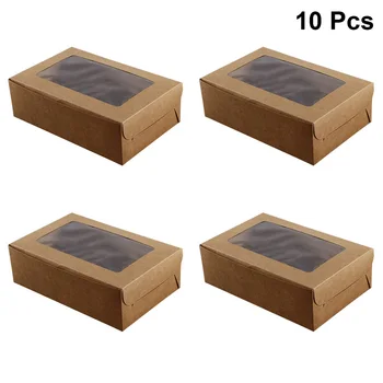 

10pcs 6 Cavities Kraft Paper Cupcake Box with Inserts Cupcake Containers Bakery Cake Carriers for Home Dessert Shop