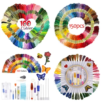 

Cross Stitch Threads Pen Punch Needle Kit Magic Embroidery Patterns Pen Punch Needle Kit Craft Tool Threads For DIY Sewing Tools