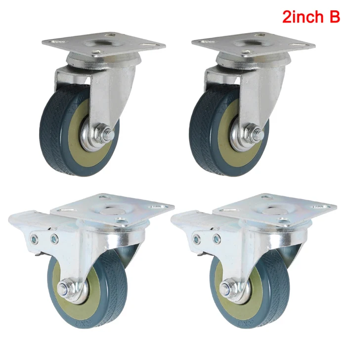 Newest PVC Casters 4pcs Casters Heavy Duty 2/3 Inch Pneumatic Caster Wheels No Noise Wheels